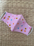 NEW! Cotton Face Mask - CHILD - polka dot peony